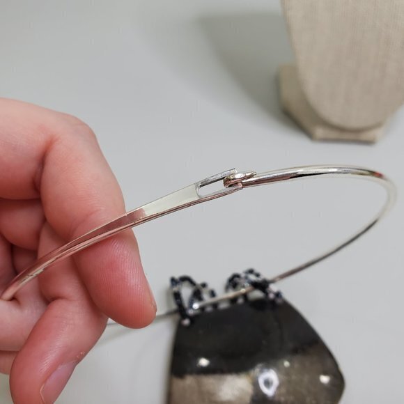 Statement Necklace Wire Collar Pendant‎ Big Black S - Picture 8 of 11